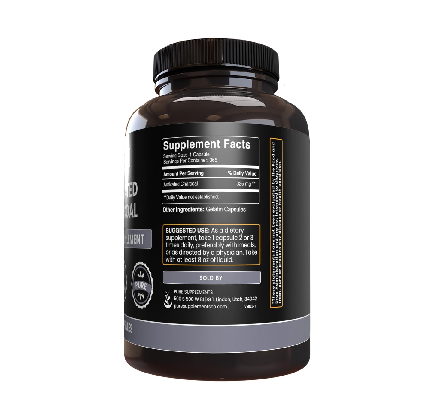 Premium USA imported lab verified activated charcoal clean formula capsules.