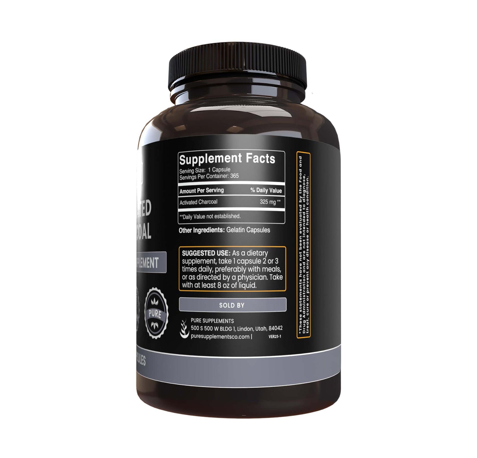 Premium USA imported lab verified activated charcoal clean formula capsules.