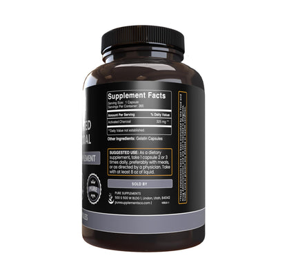 Premium USA imported lab verified activated charcoal clean formula capsules.