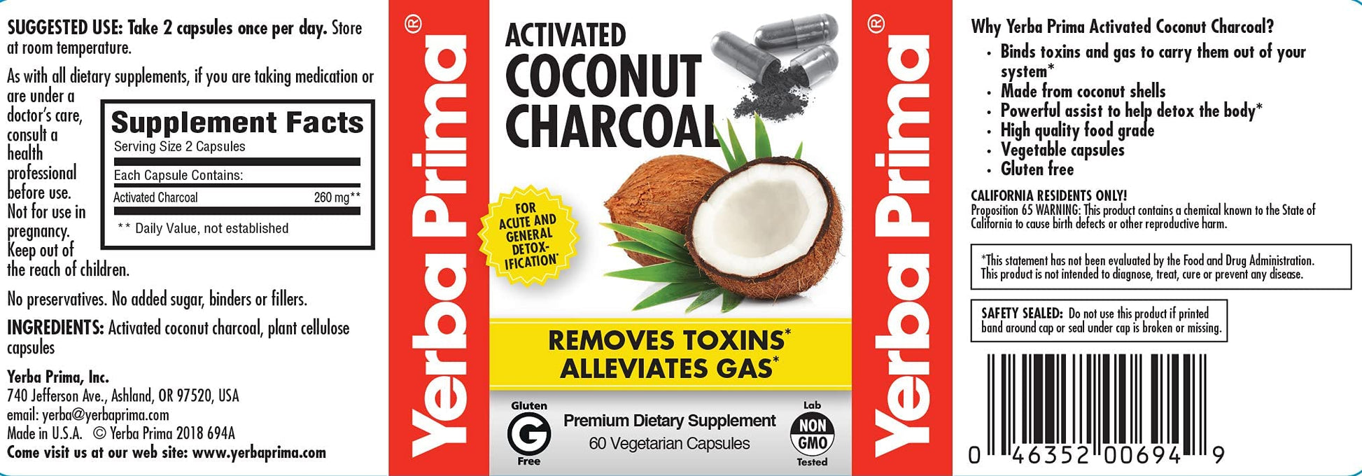Yerba Prima internal cleansing capsules packaging emphasizing the 60 vegetarian capsules count.
