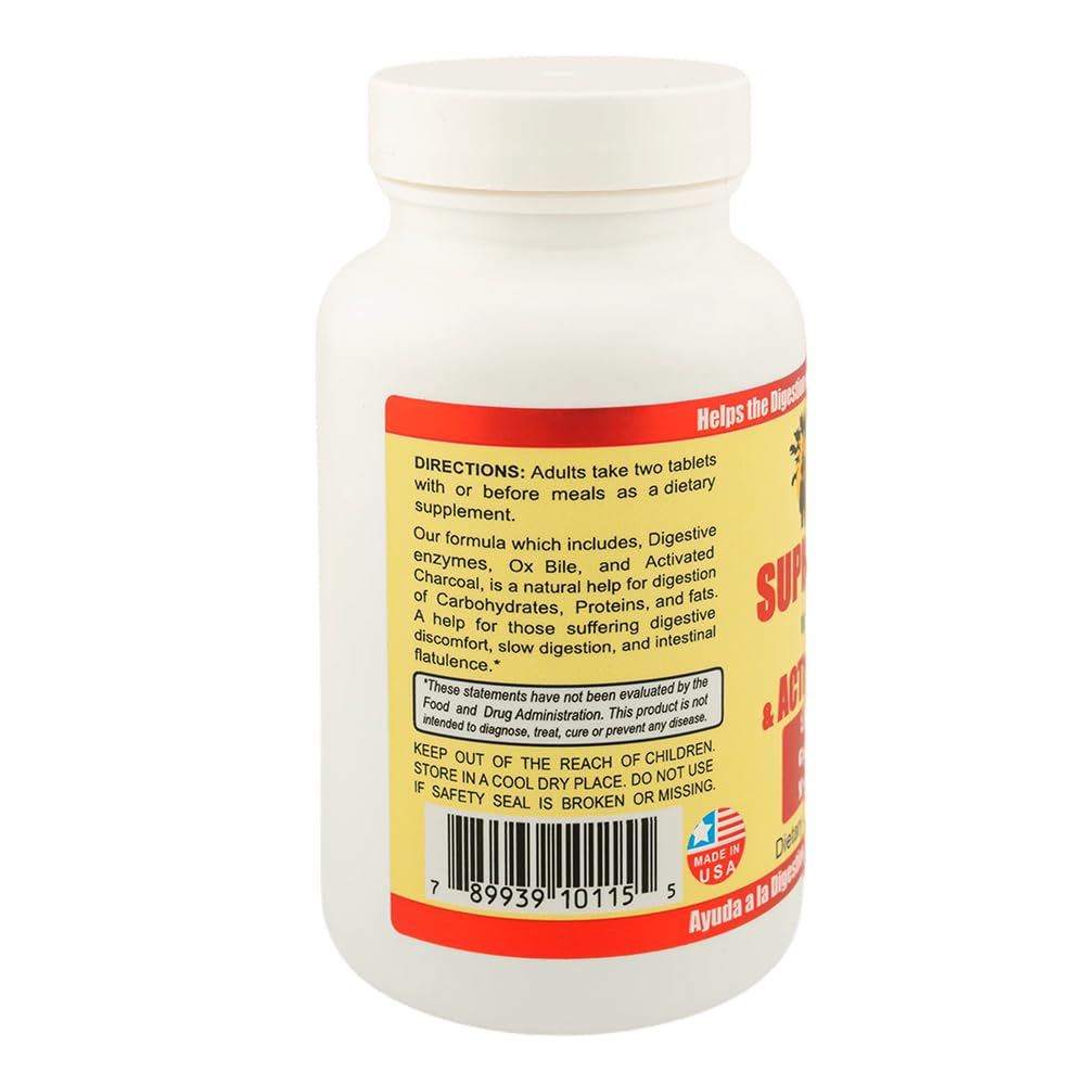 Authentic USA imported Sunshine Naturals Super Digestive container side view
