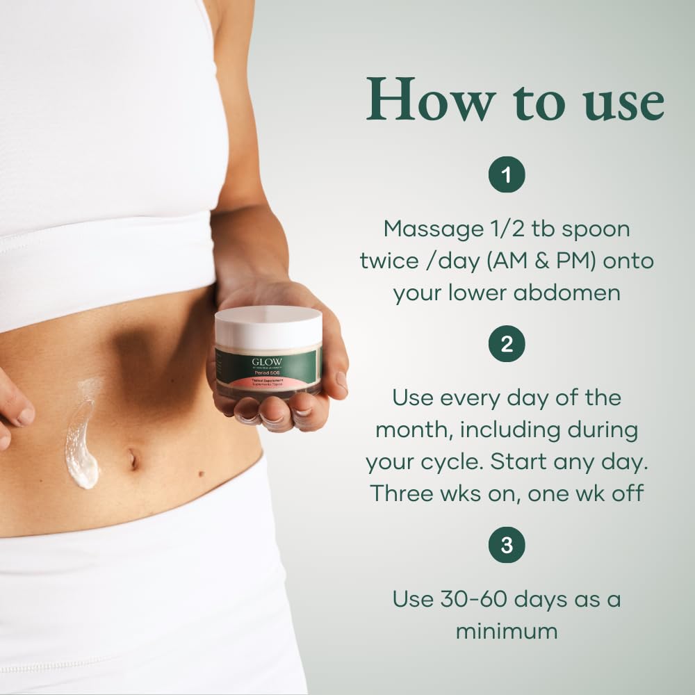 Glow Botanica Period SOS cream texture and application reference