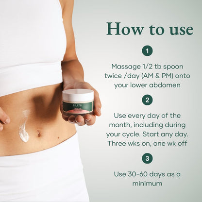 Glow Botanica Period SOS cream texture and application reference
