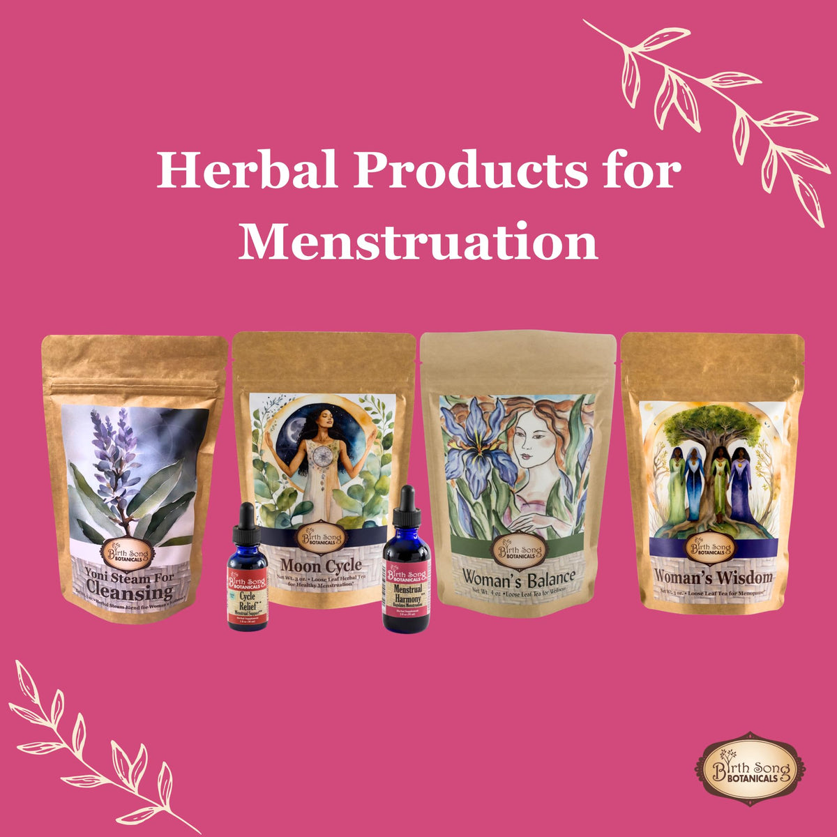 Premium imported Birth Song Botanicals hormone balancing formula close up packaging view