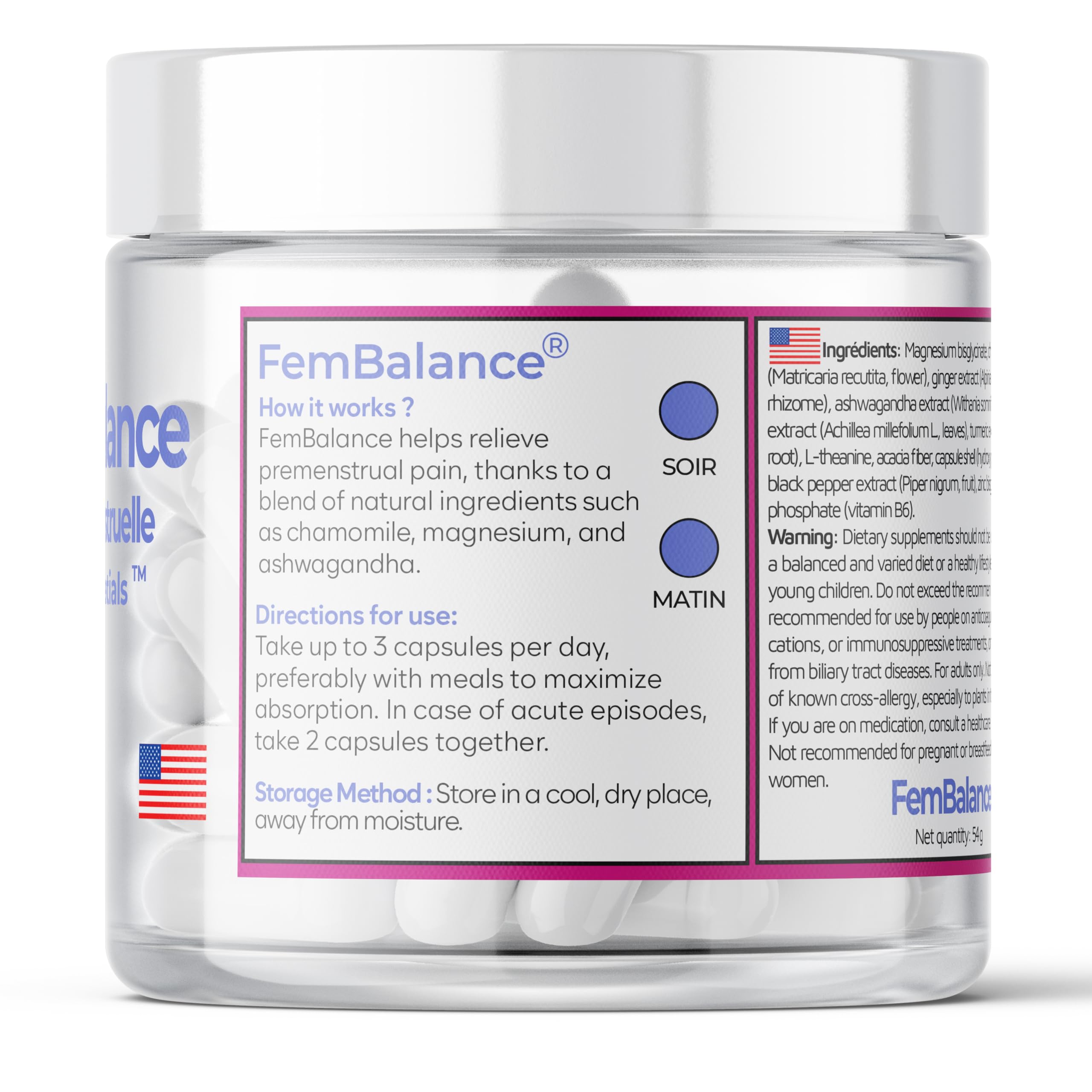 BioEssentials FemBalance 90 vegan capsules bottle label details
