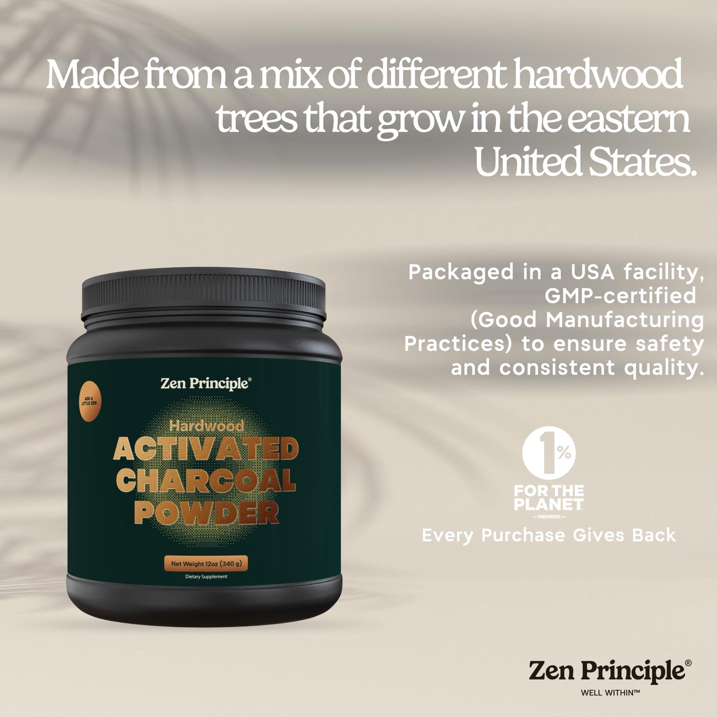 Natural American hardwood trees derivation highlighting the sustainable sourcing of this premium dietary supplement.