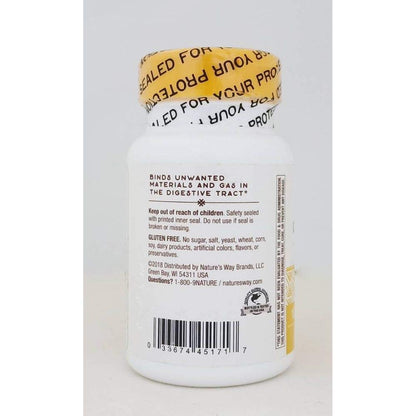Premium imported USA Nature's Way activated charcoal capsules supplement facts label