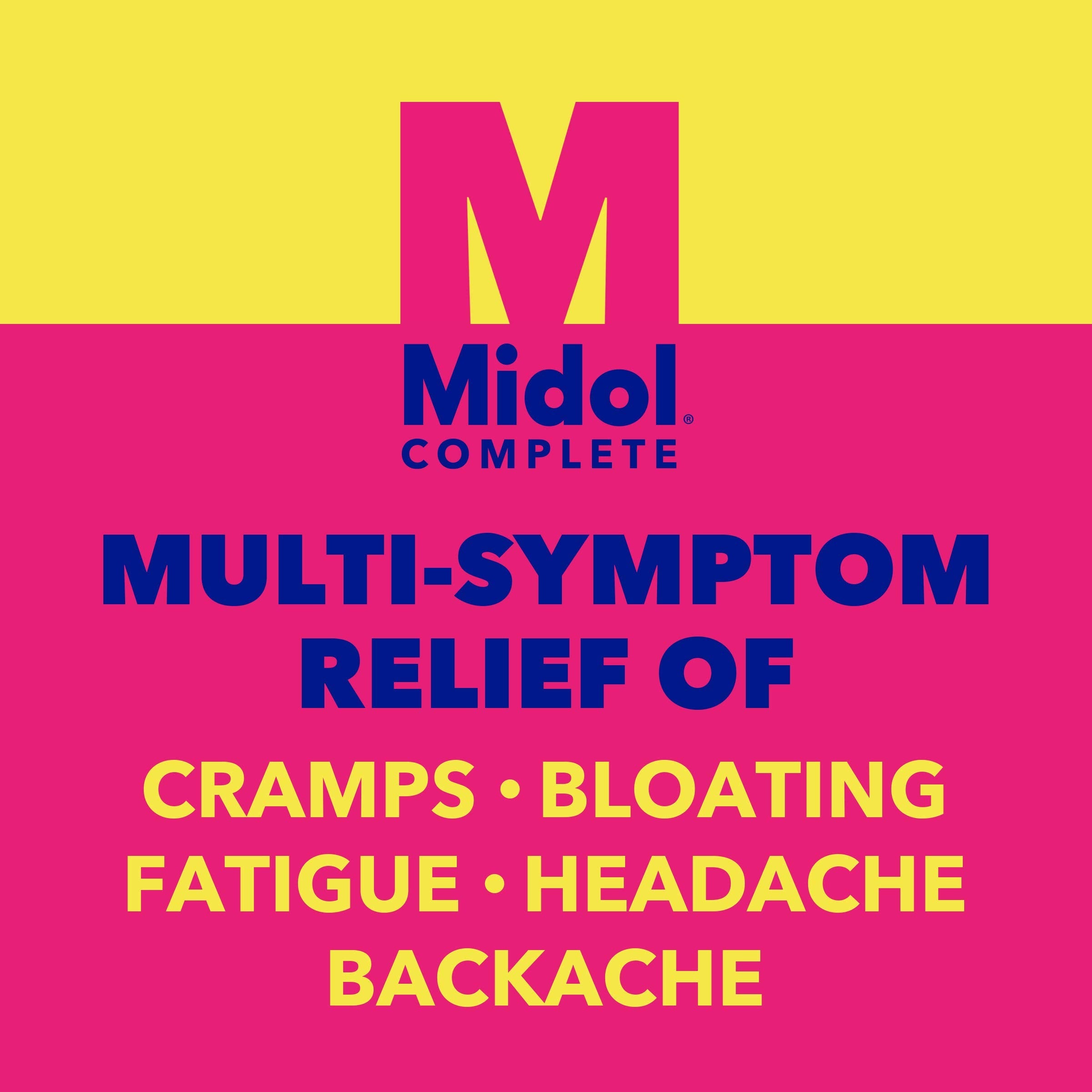 Midol Complete active ingredients and dosage instructions on back label