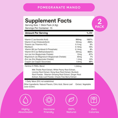 Mixhers Hertime PMS nutritional facts and ingredient label