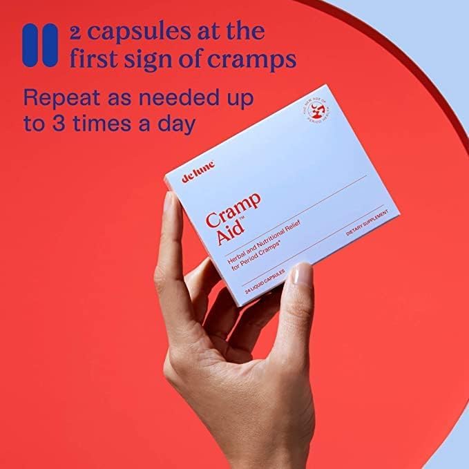 De Lune Cramp Aid packaging showing natural ingredients list