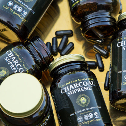 Healthforce Superfoods Charcoal Supreme non GMO gluten free detoxifying capsules bottle