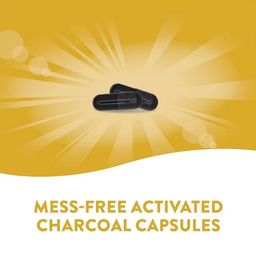 Premium USA imported Nature's Way Activated Charcoal 260 mg capsules for bloating relief.