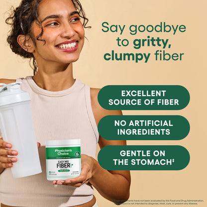 Physician's Choice unflavored prebiotic fiber supplement packaging details and directions