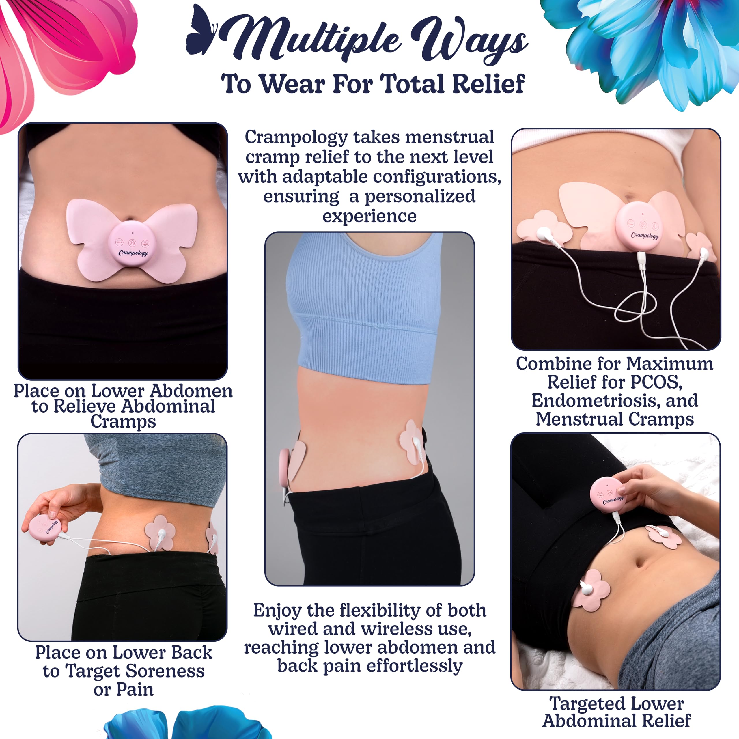 Portable Crampology period pain device showing charging port