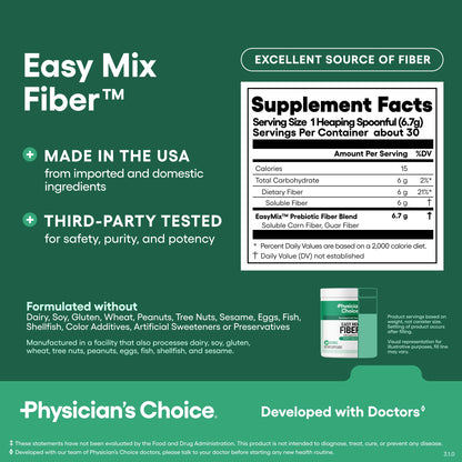 Physician's Choice digestive support daily fiber supplement container back view
