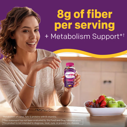 MiraLAX MiraFIBER prebiotic fiber supplement bottle for adult metabolism support