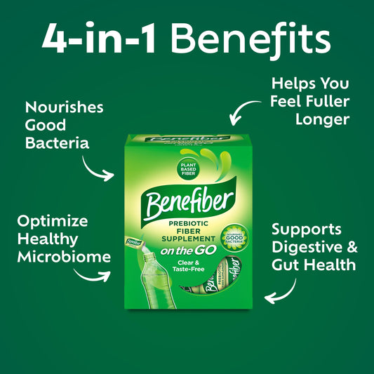 Benefiber unflavored fiber powder single serve stick packs for digestive health