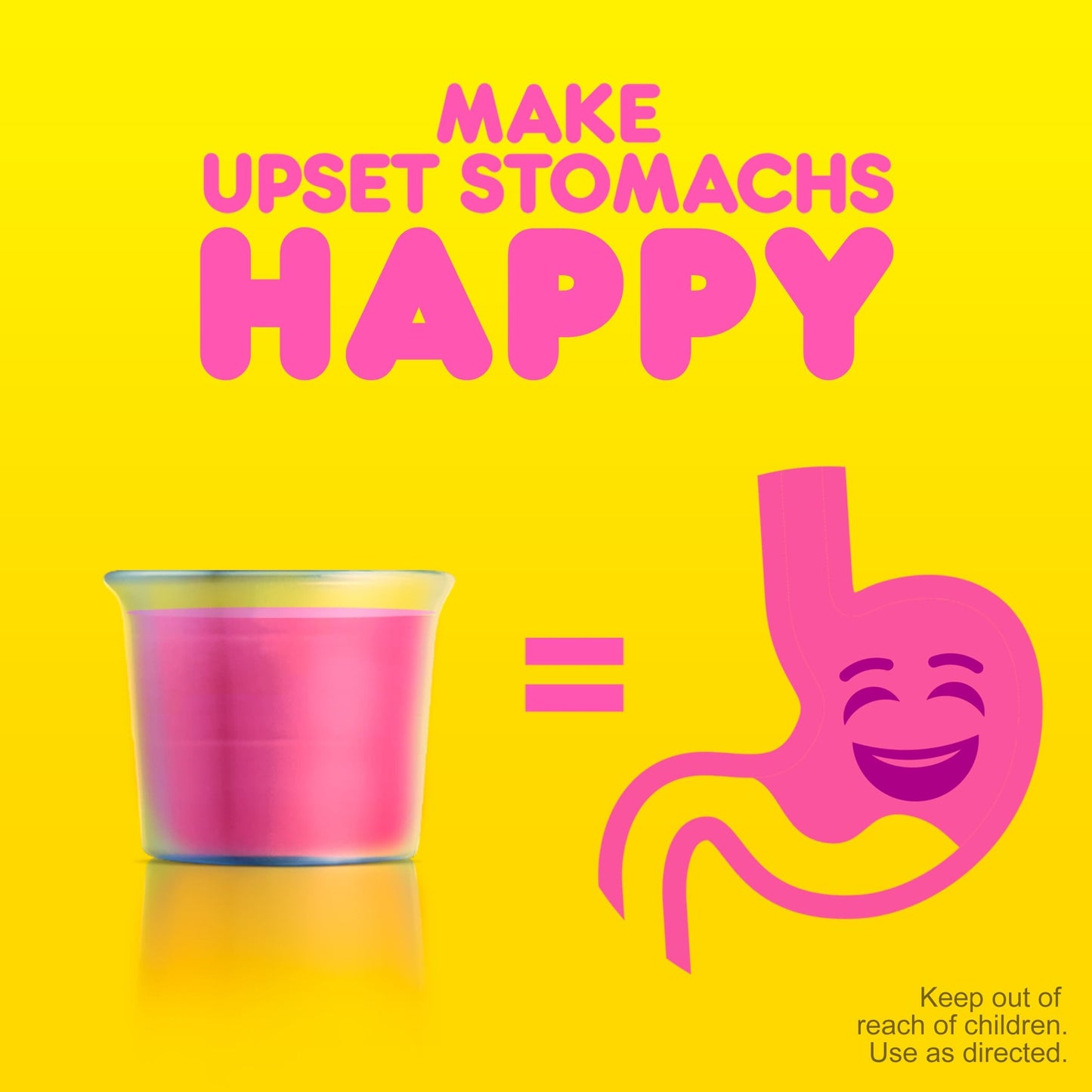 Pepto Bismol anti diarrheal and upset stomach relief liquid bottle on a clean backdrop