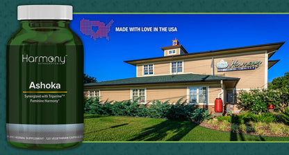 Harmony Nutraceuticals Ashoka Supreme bottle demonstrating premium vegetarian health supplements
