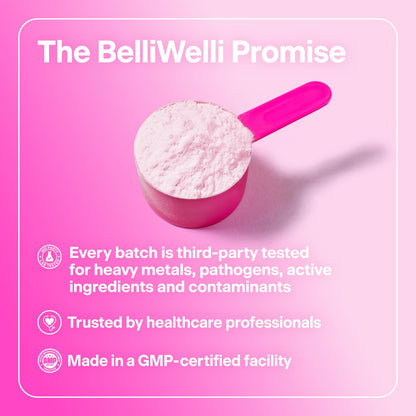 BelliWelli doctor formulated digestive wellness supplement powder sixteen servings packaging.