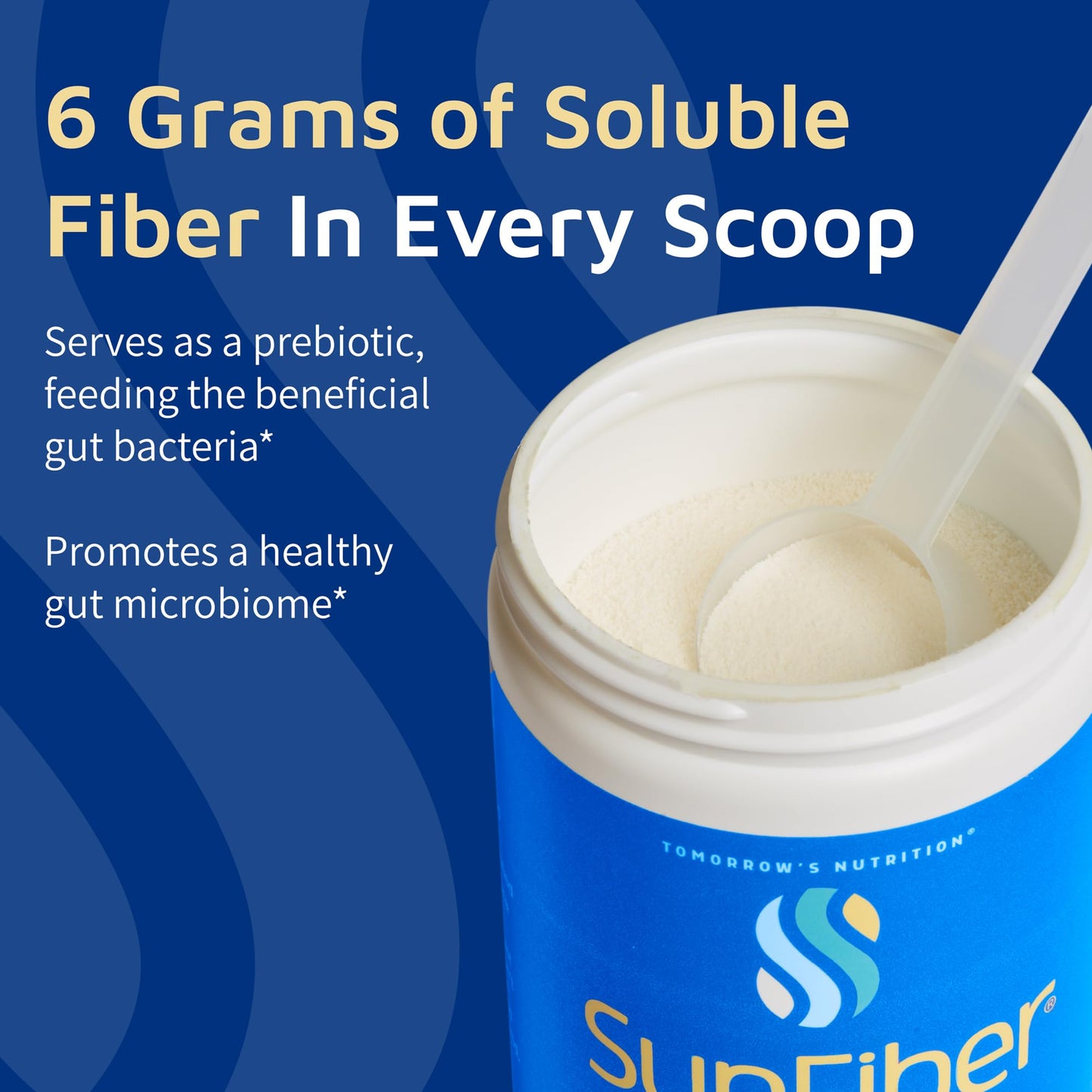 Side view of Tomorrow's Nutrition partially hydrolyzed guar gum dietary supplement packaging.