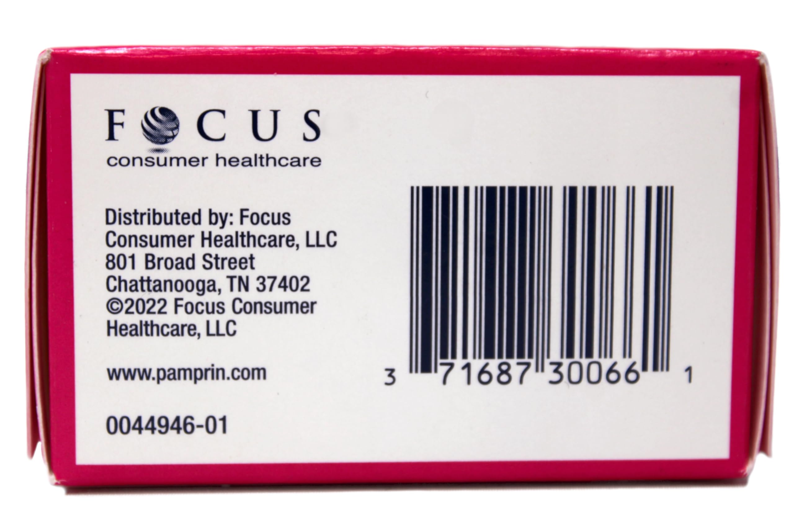 Pamprin maximum strength menstrual pain relief packaging showing active ingredients.