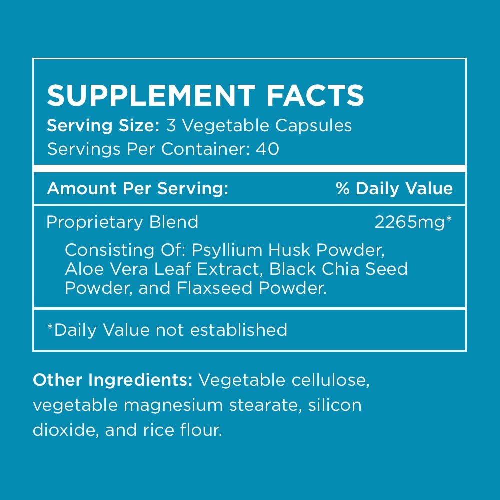 Close up of premium vegan capsules formulated with psyllium husk and flaxseeds for gut health.