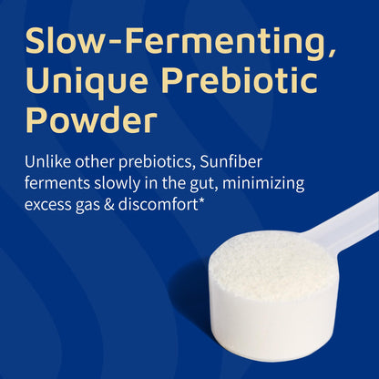 Close-up of the allergen and dietary compliance information on the prebiotic powder bottle.