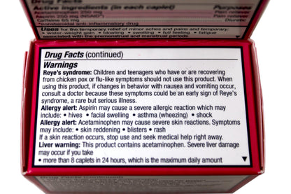 Side view of Pamprin Max menstrual relief box containing 24 pink caplets.