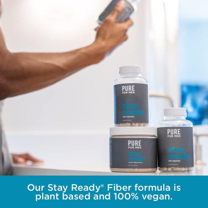 Natural plant based fiber capsules containing chia seeds and aloe vera leaf extract for men.