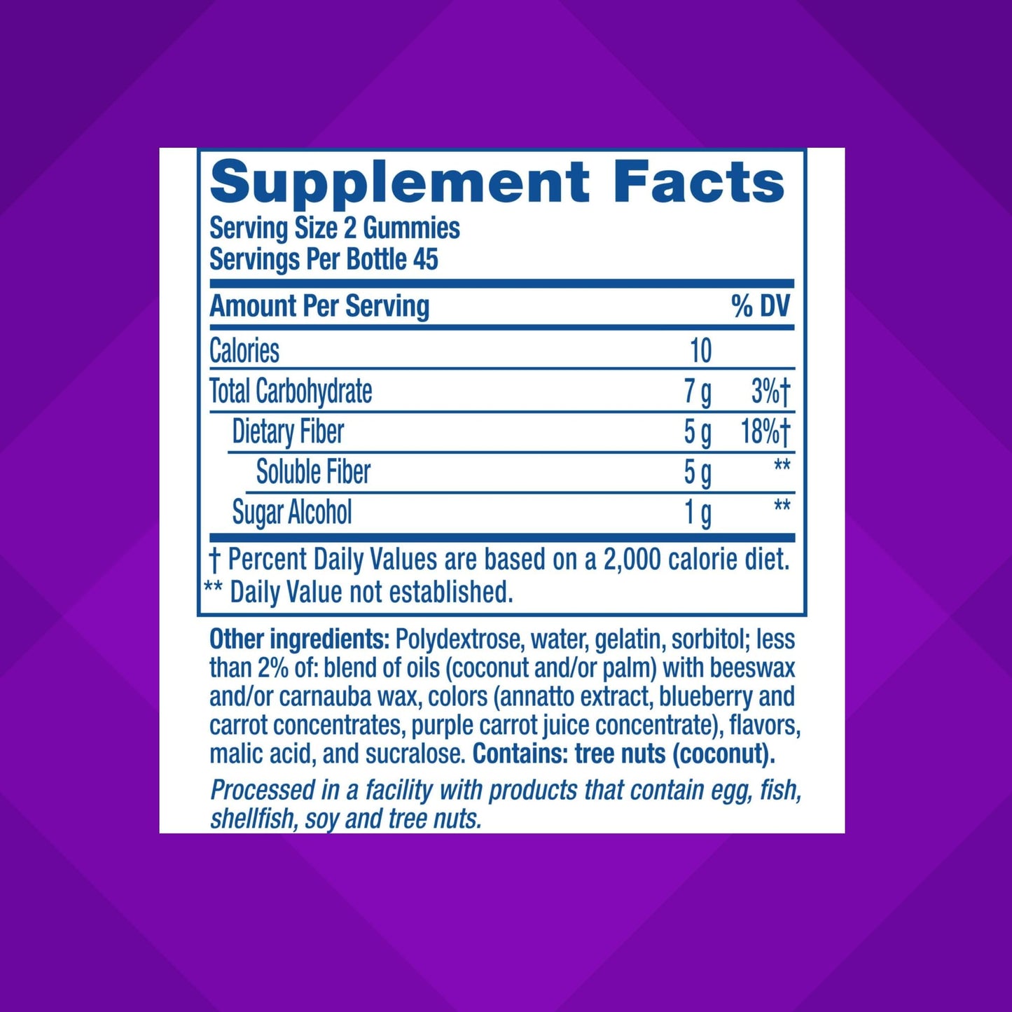 Authentic Vitafusion strawberry peach and berry flavored prebiotic gummies.