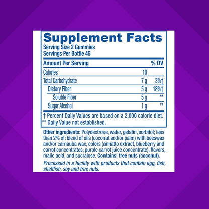 Authentic Vitafusion strawberry peach and berry flavored prebiotic gummies.