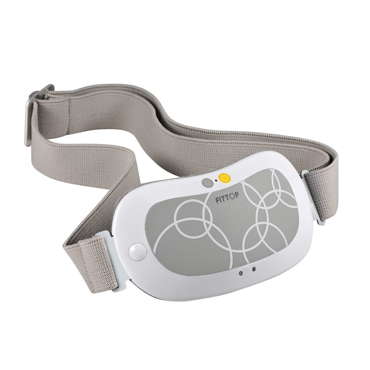 Close-up view of the adjustable elastic strap and soft velvet interior fabric of the menstrual massager.
