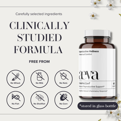Close up of Aeva EndoRelief branding on the product container