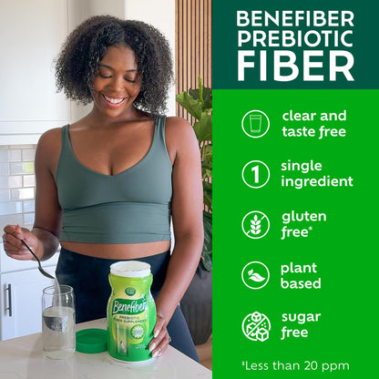 Benefiber plant based prebiotic fiber powder side label instructions