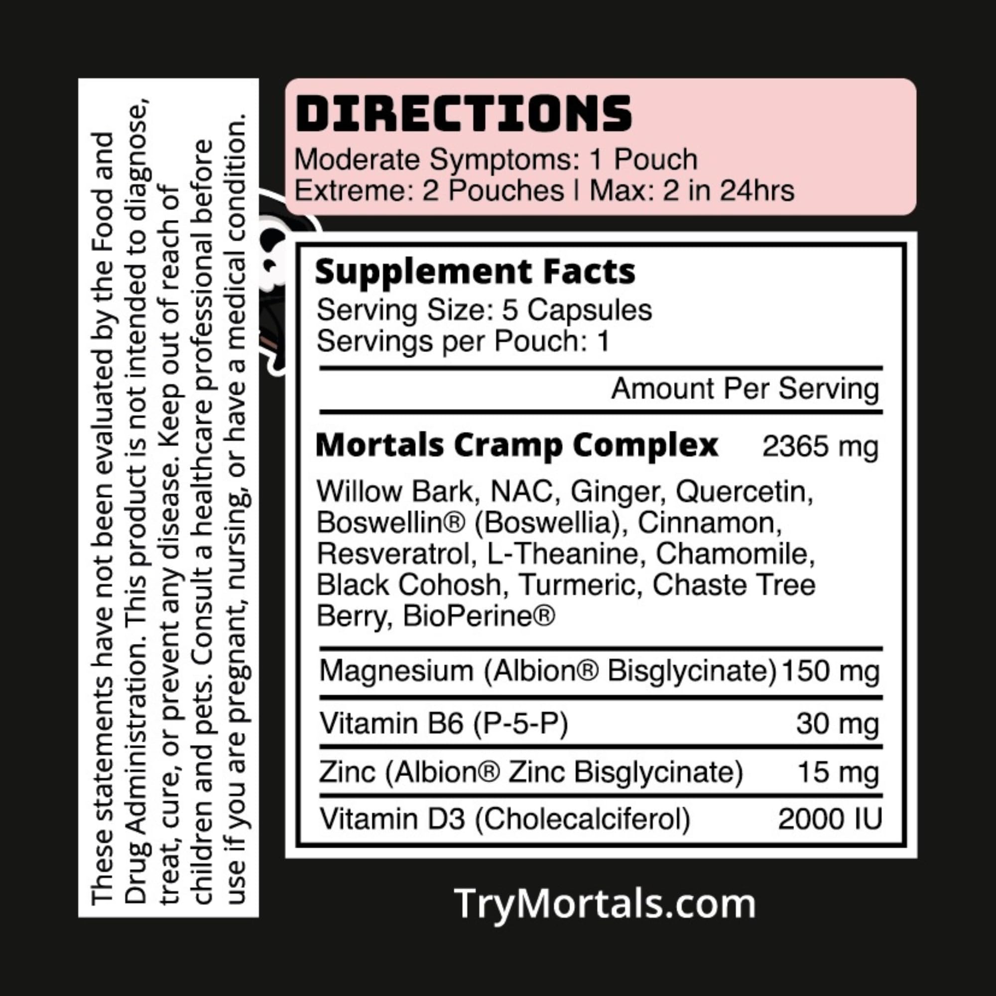 Mortals Cramp Crusher individual foil sachet packaging design