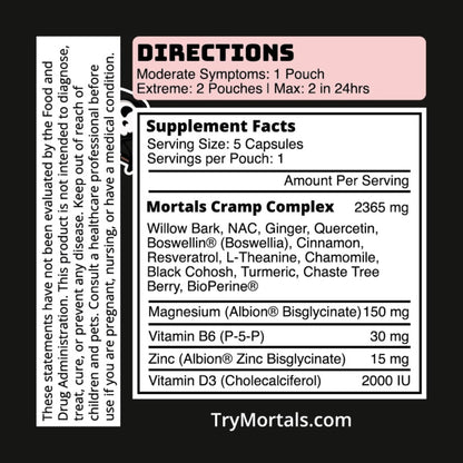 Mortals Cramp Crusher individual foil sachet packaging design