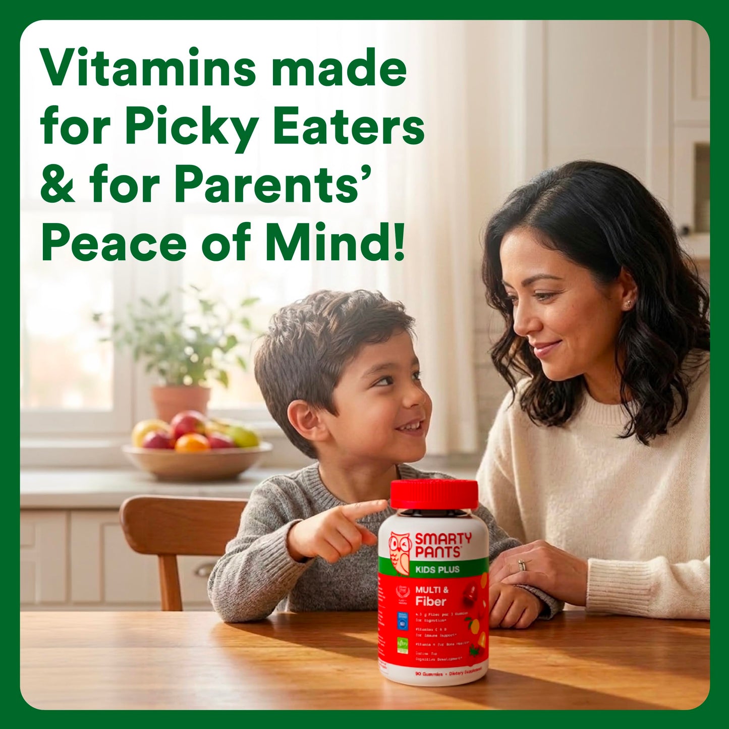 SmartyPants kids multivitamin bottle with chicory root inulin dietary fiber information
