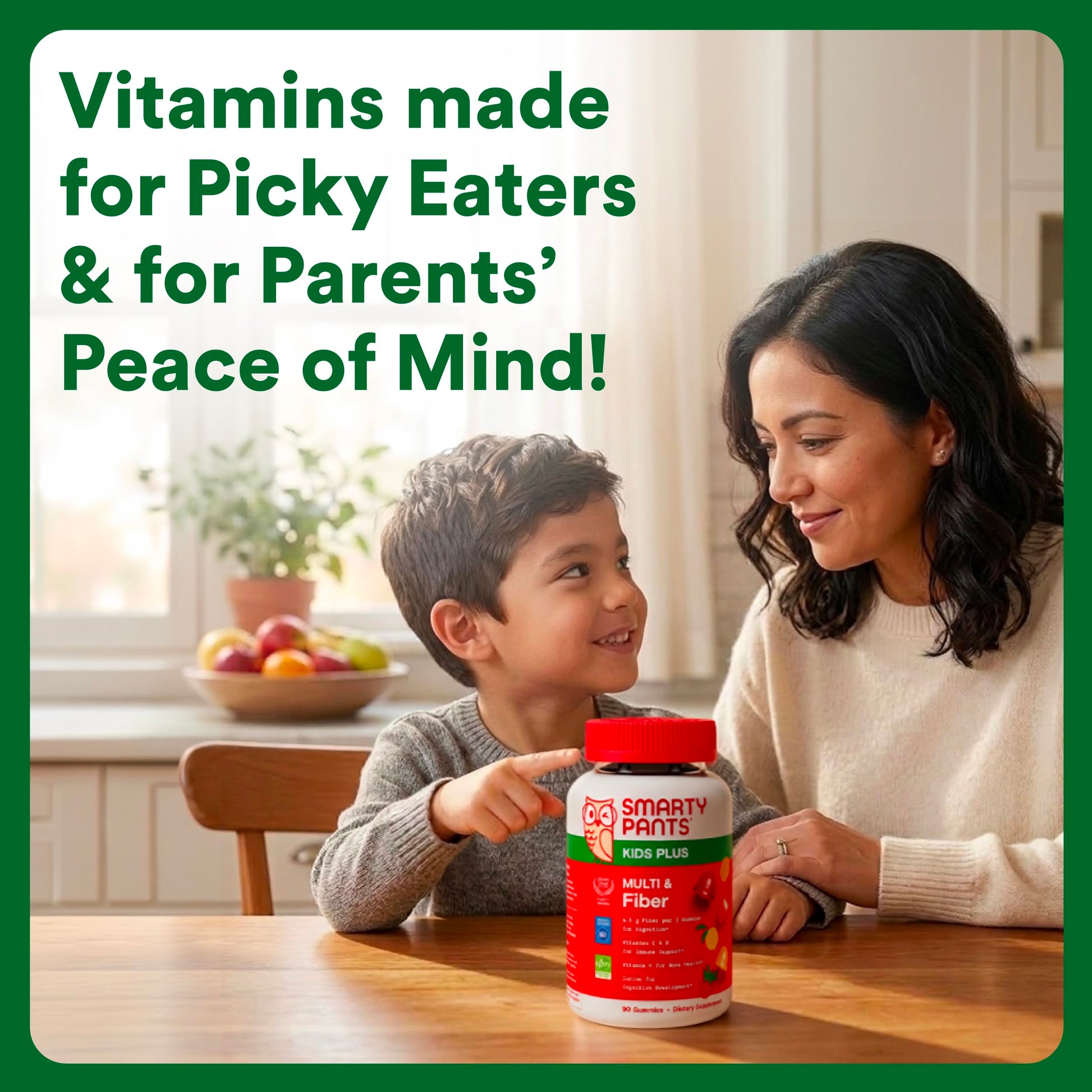 SmartyPants kids multivitamin bottle with chicory root inulin dietary fiber information