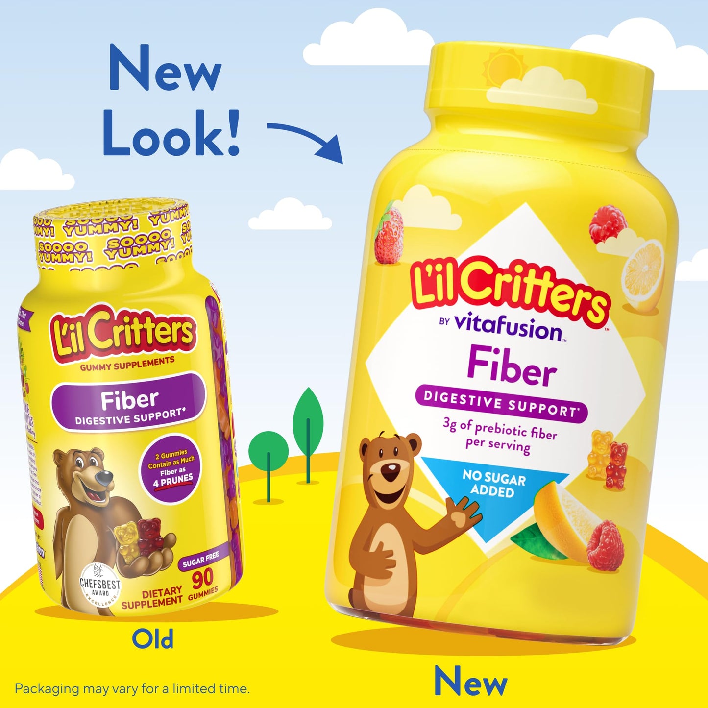 USA imported Lil Critters sugar free fiber gummy bears for kids side view