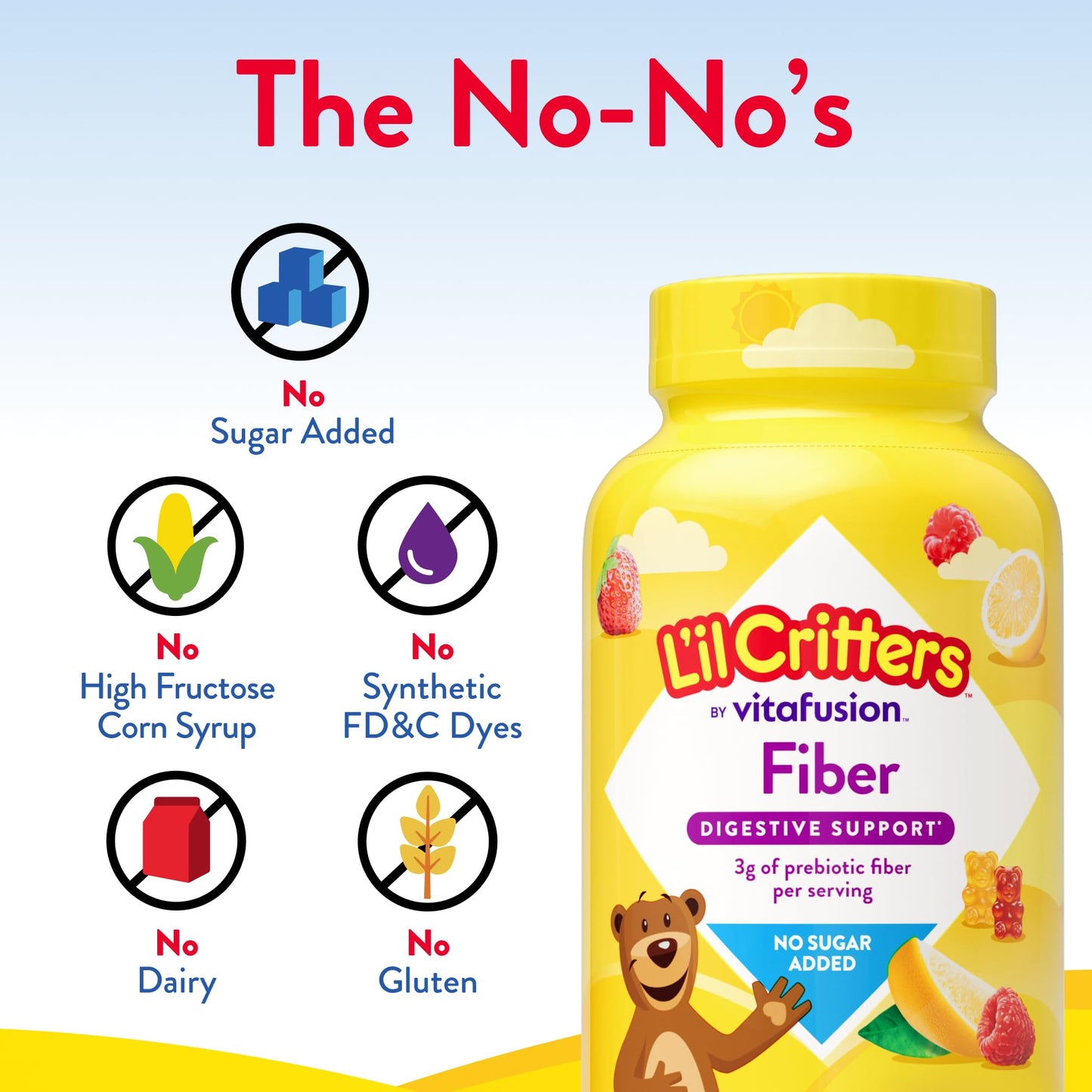 Lil Critters kids digestive support fiber supplement close up of gummies