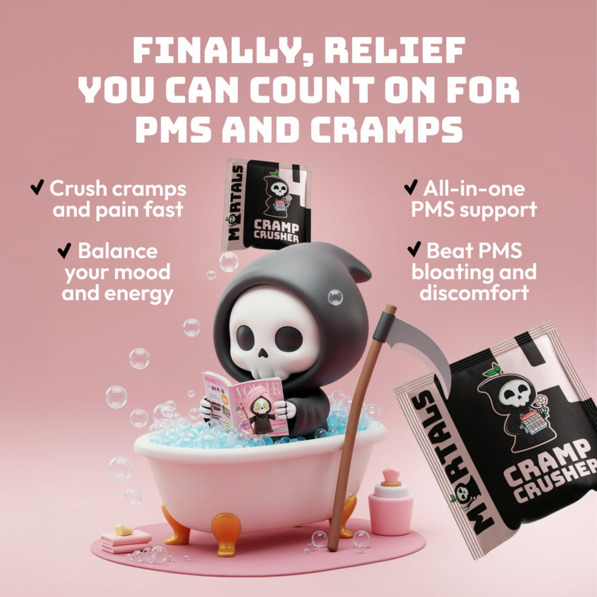 Natural PMS relief supplement box for menstrual cycle support