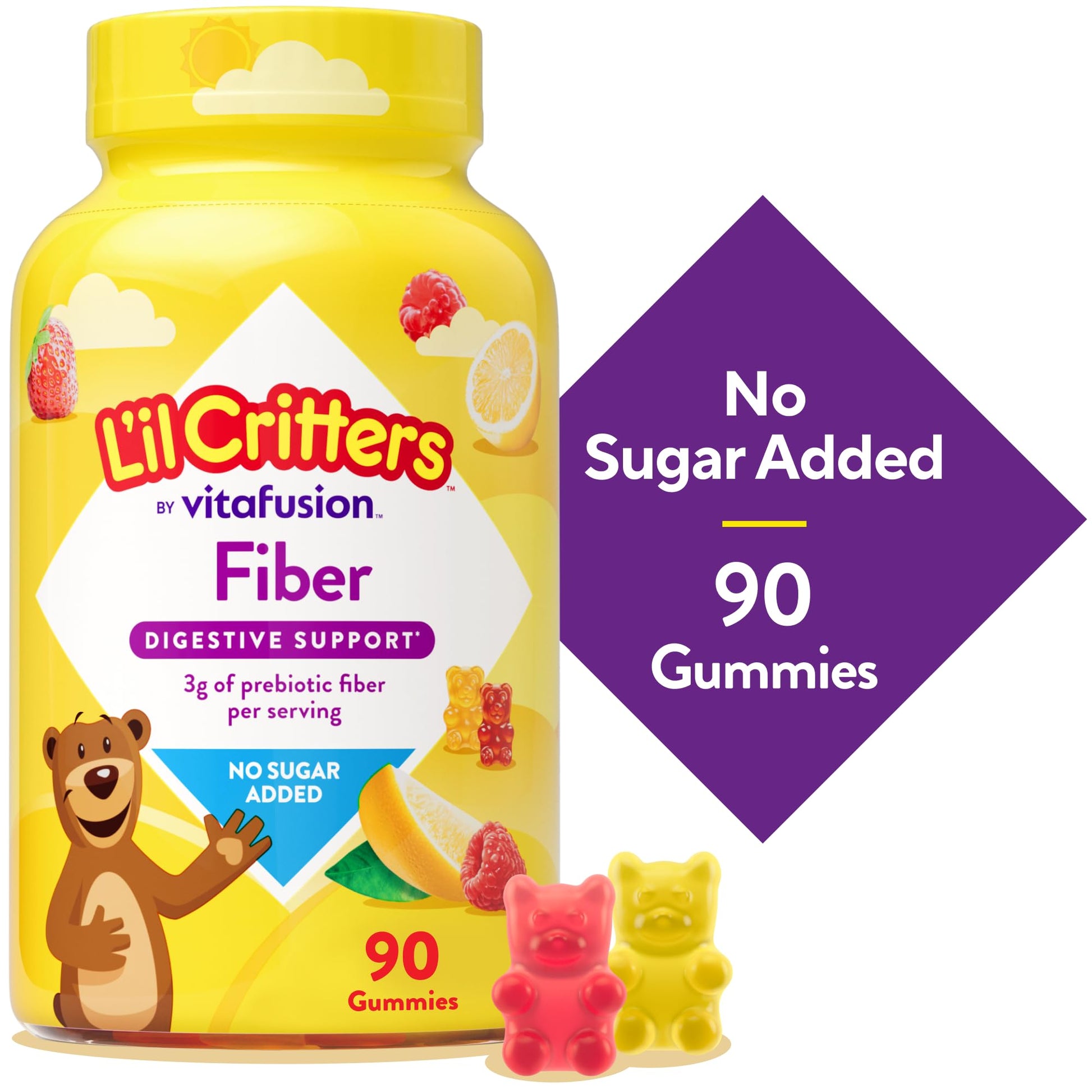 Authentic Lil Critters fiber daily 90 count bottle top perspective view