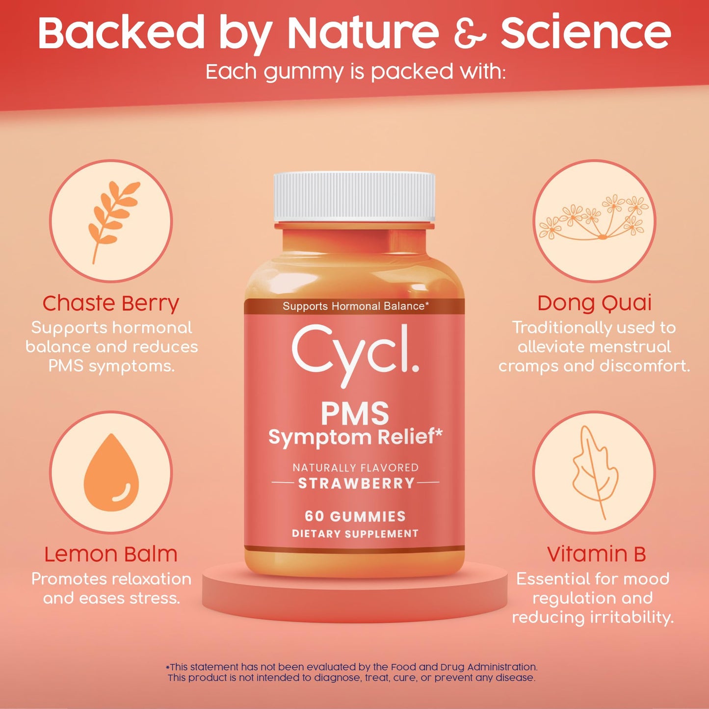 Side view of Semaine Cycl 60 count supplement bottle