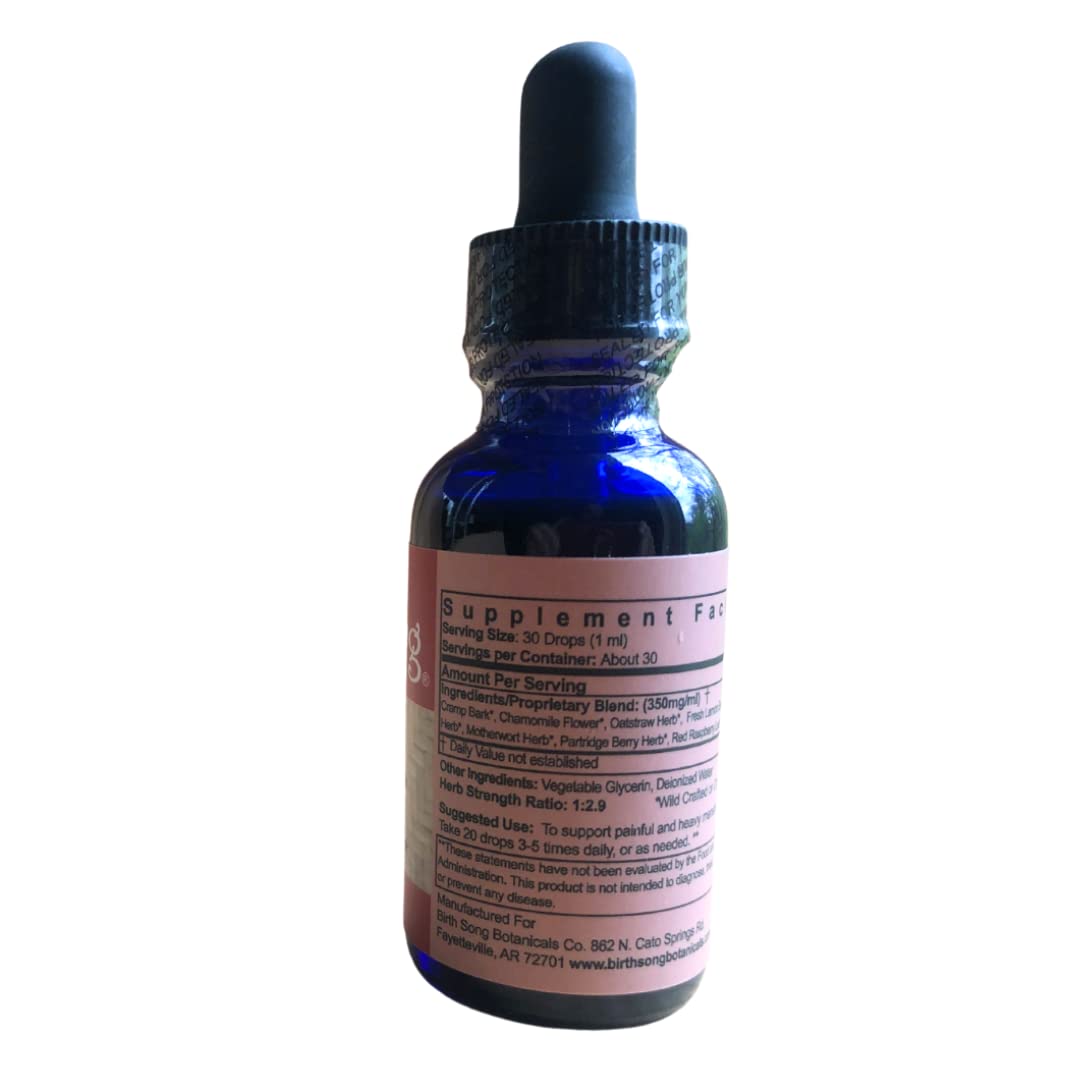 Birth Song Botanicals herbal drops bottle label details