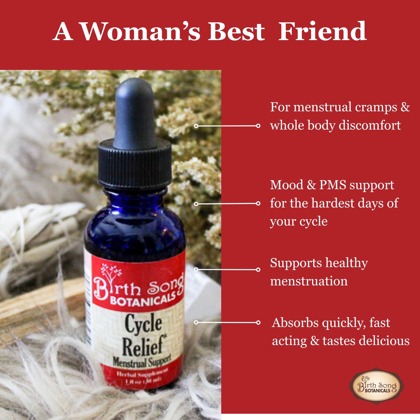 Natural menstrual support herbal tincture bottle