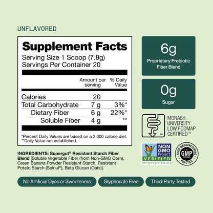 Authentic imported Supergut GLP-1 daily support twenty servings container.