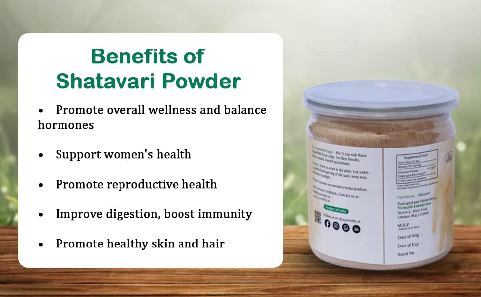Back of the Ayurvedix Shatavari powder packaging with information