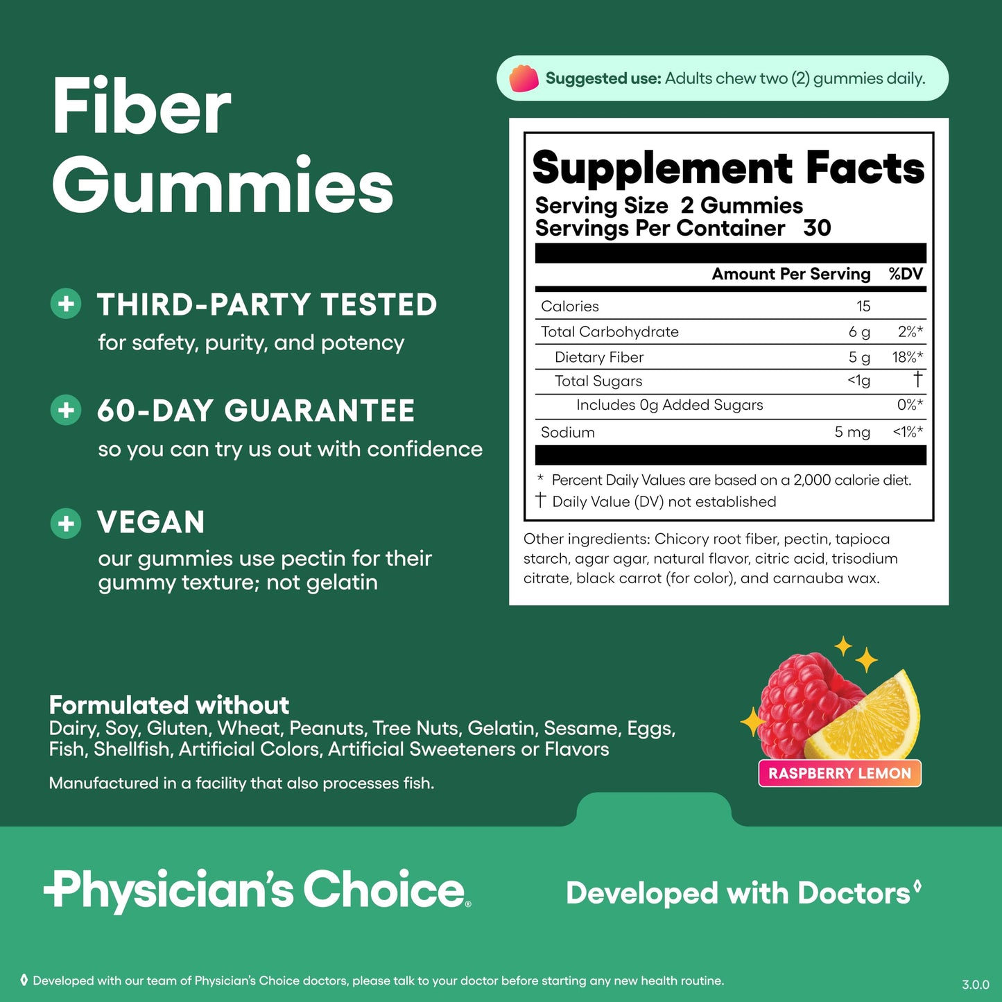 Physicians Choice prebiotic chicory root fiber gummies for metabolic support