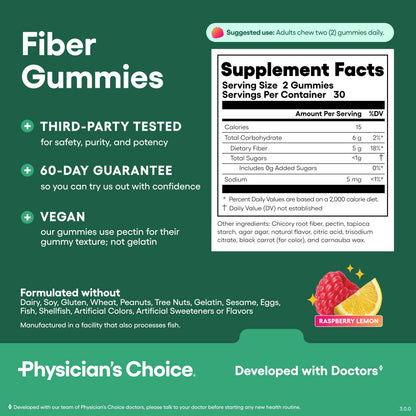 Physicians Choice prebiotic chicory root fiber gummies for metabolic support